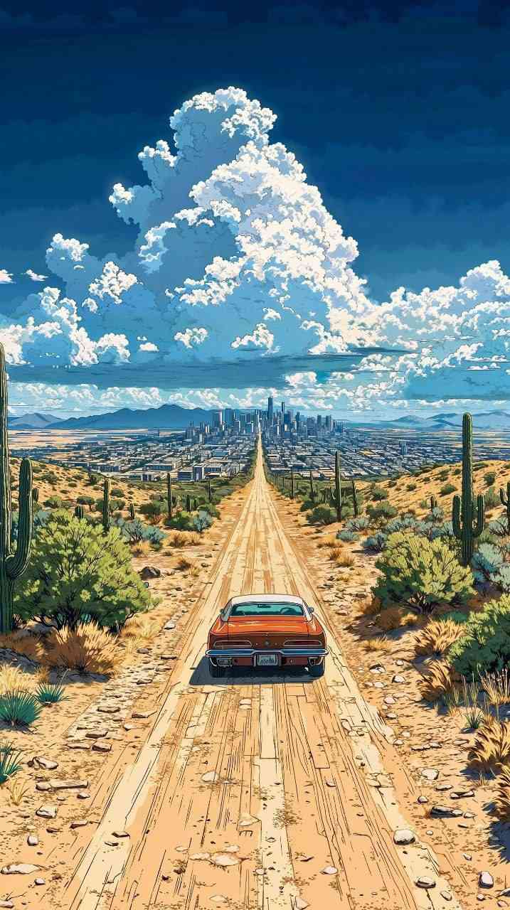 Aesthetic Classic Car Desert Scene Wallpaper | MirrorLog